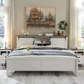 Farmhouse King Size Bed Frame with Storage Shelves & Charging Station