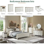 Farmhouse King Size Bed Frame with Storage Shelves & Charging Station