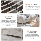 Farmhouse King Size Bed Frame with Storage Shelves & Charging Station