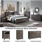 Farmhouse King Size Bed Frame with Storage Shelves & Charging Station
