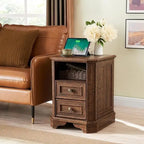 18 Farmhouse Nightstand with Charging Station, End Table,Side Table