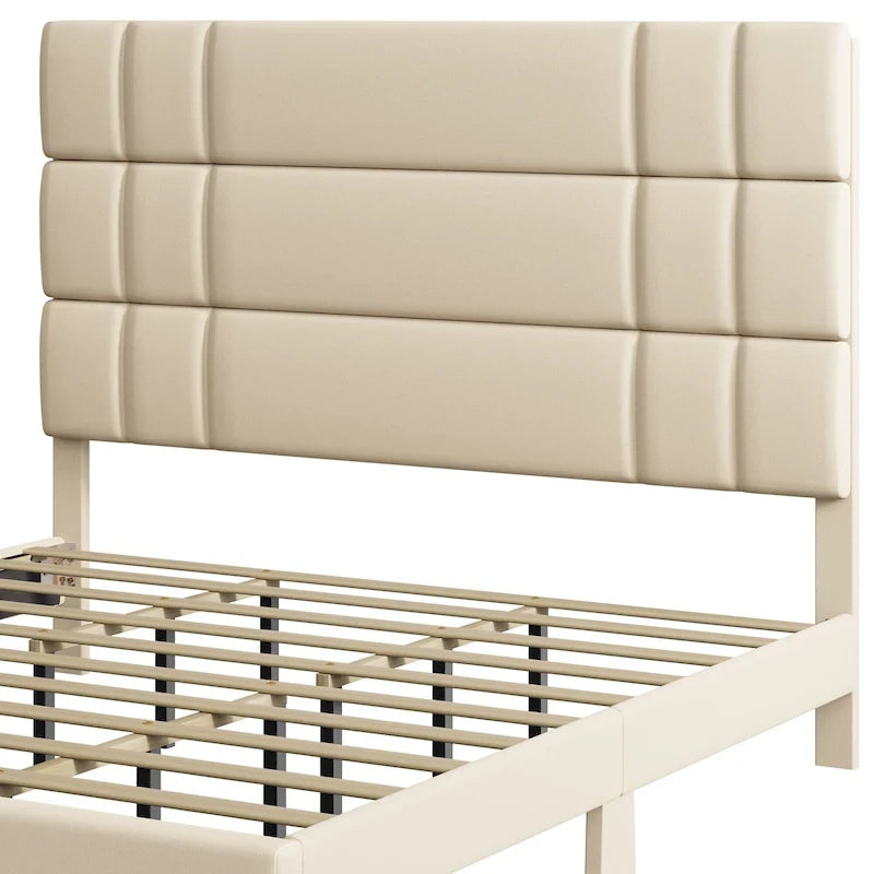 Moasis Queen/King Linen Upholstered Headboard Frame Platform Bed