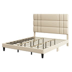 Moasis Queen/King Linen Upholstered Headboard Frame Platform Bed