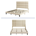 Moasis Queen/King Linen Upholstered Headboard Frame Platform Bed