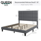 Moasis Queen/King Linen Upholstered Headboard Frame Platform Bed