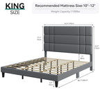 Moasis Queen/King Linen Upholstered Headboard Frame Platform Bed