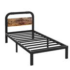 Heavy Duty Anti-Sway 40 Inch Iron Bed With Solid Wood Headboard