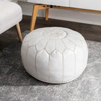 Nuloom Handmade Moroccan Leather Filled Ottoman Pouf