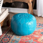 Nuloom Handmade Moroccan Leather Filled Ottoman Pouf