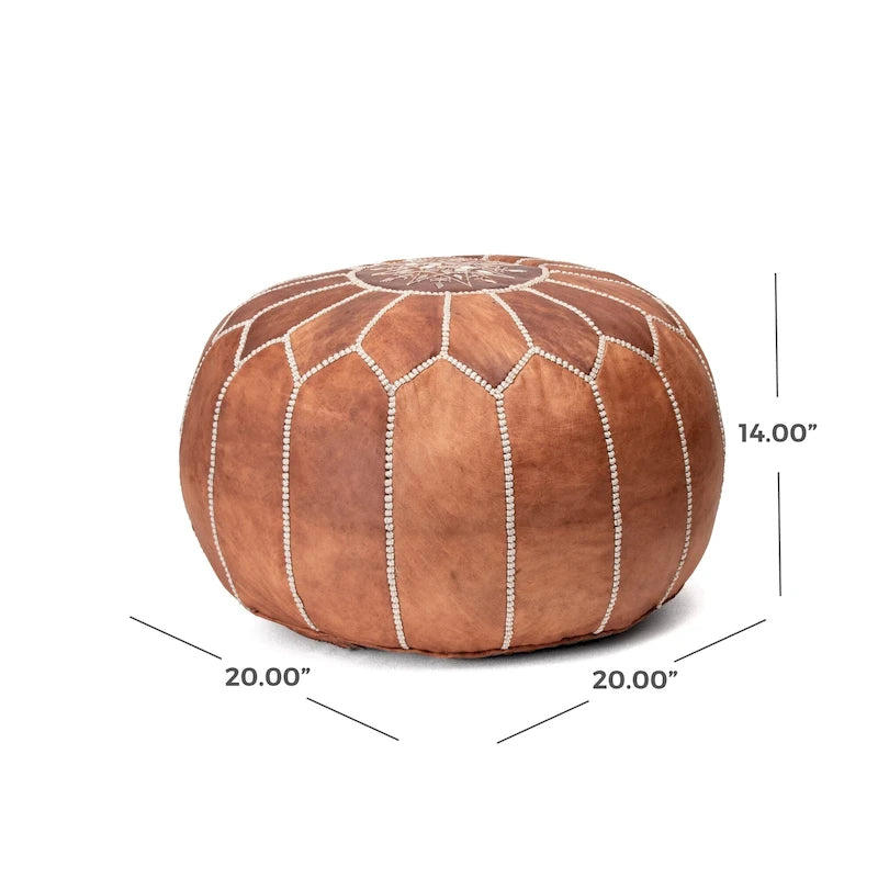 Nuloom Handmade Moroccan Leather Filled Ottoman Pouf