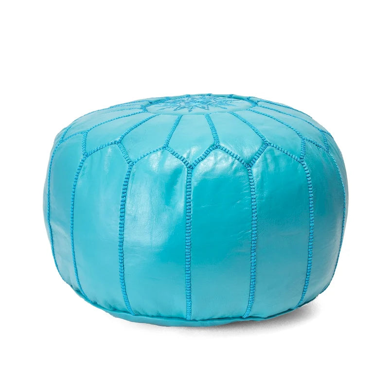 Nuloom Handmade Moroccan Leather Filled Ottoman Pouf