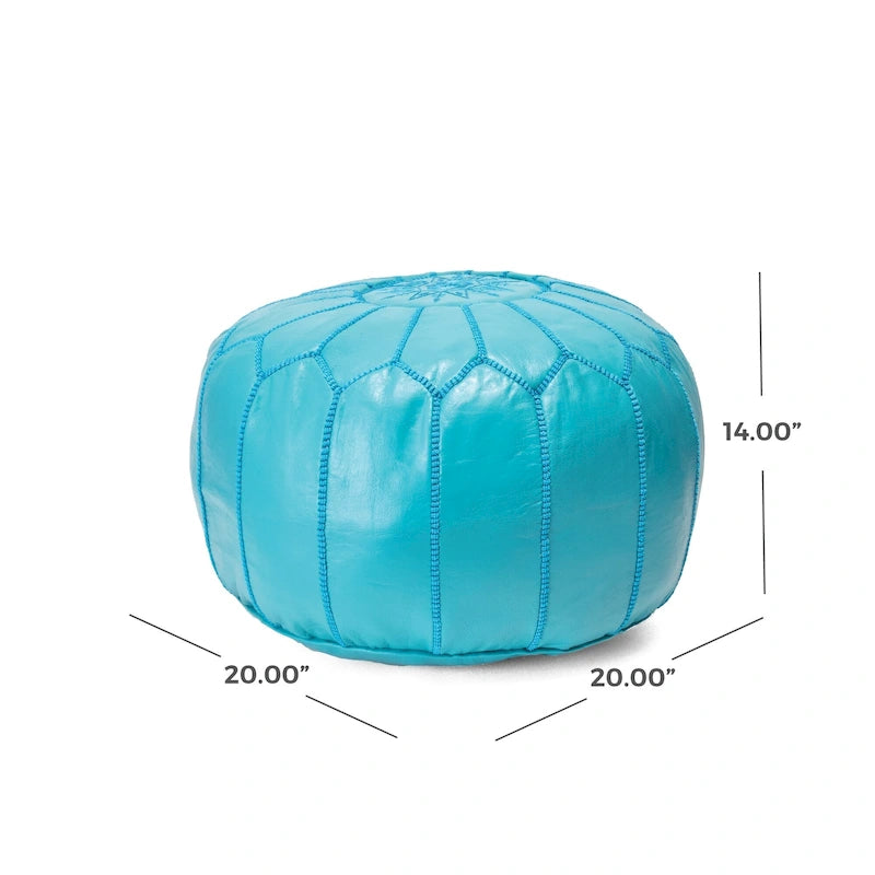Nuloom Handmade Moroccan Leather Filled Ottoman Pouf