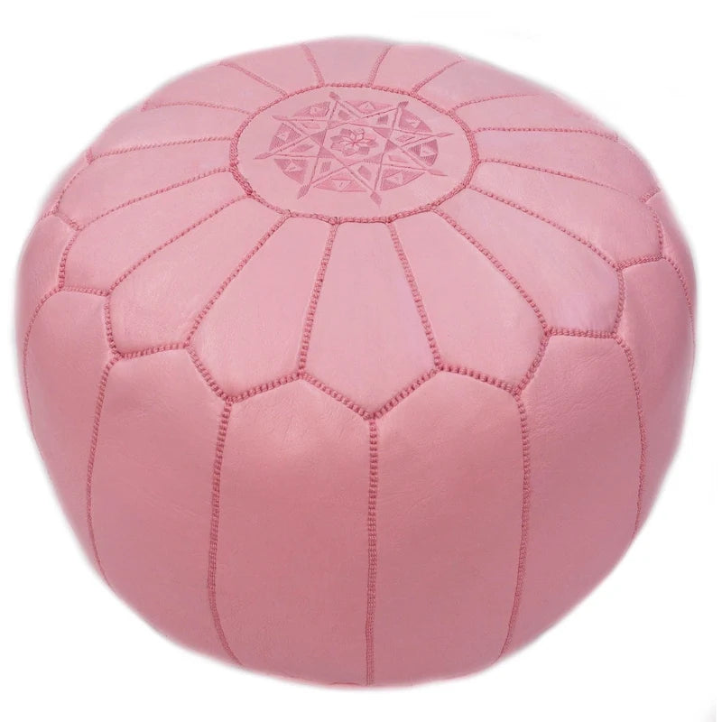Nuloom Handmade Moroccan Leather Filled Ottoman Pouf