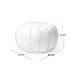 Nuloom Handmade Moroccan Leather Filled Ottoman Pouf