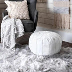 Nuloom Handmade Moroccan Leather Filled Ottoman Pouf
