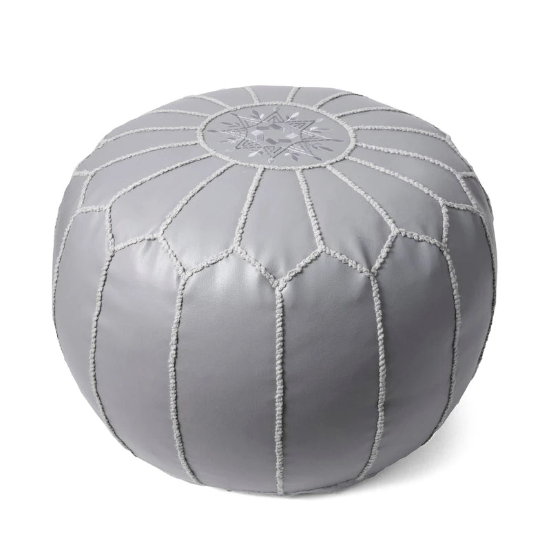 Nuloom Handmade Moroccan Leather Filled Ottoman Pouf