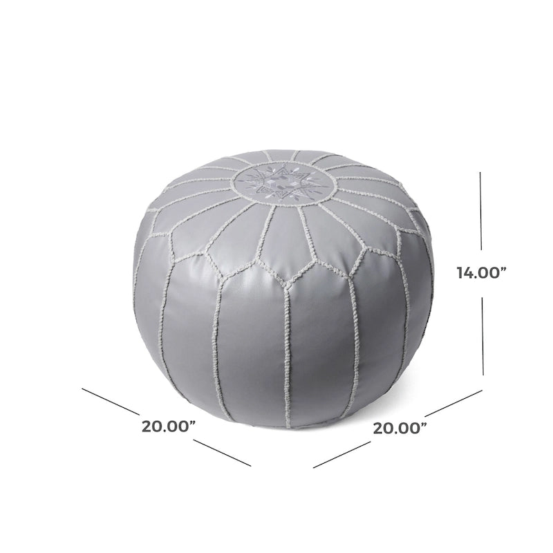 Nuloom Handmade Moroccan Leather Filled Ottoman Pouf