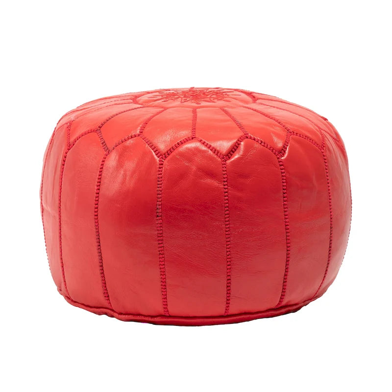 Nuloom Handmade Moroccan Leather Filled Ottoman Pouf
