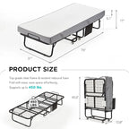 Erommy Folding Bed with Memory Foam Mattress: Portable foldable guest bed for adults with luxurious 5-inch memory foam mattress