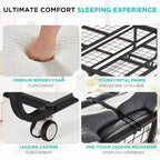 Erommy Folding Bed with Memory Foam Mattress: Portable foldable guest bed for adults with luxurious 5-inch memory foam mattress