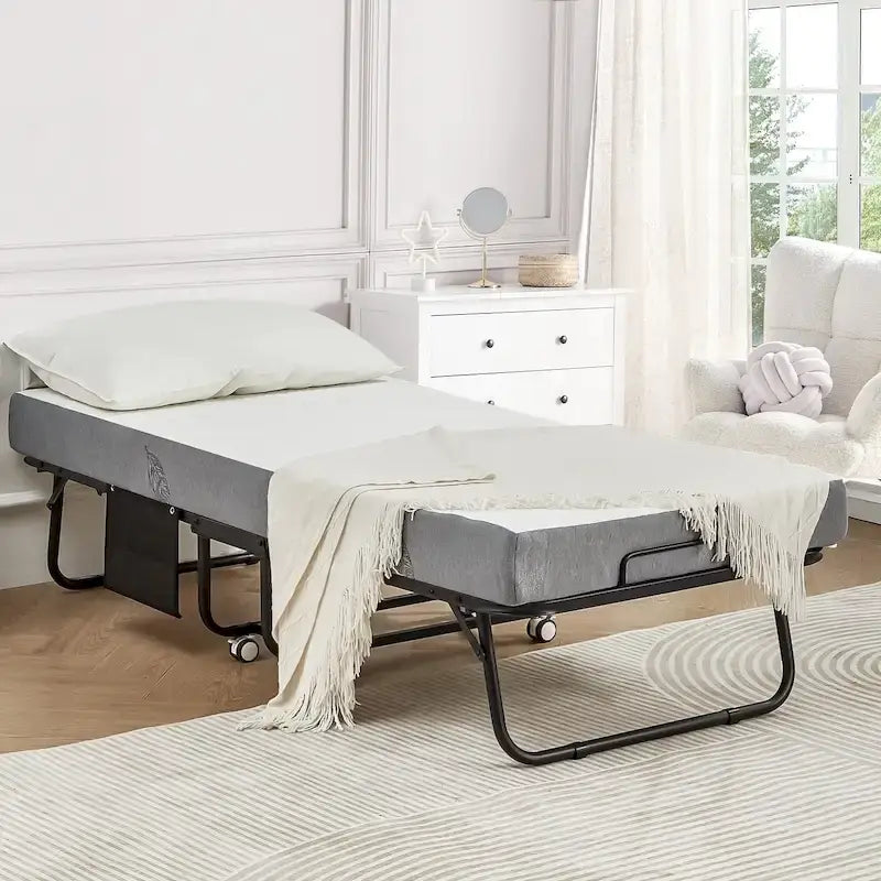 Erommy Folding Bed with Memory Foam Mattress: Portable foldable guest bed for adults with luxurious 5-inch memory foam mattress