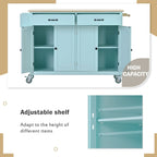Kitchen Island Cart With Solid Wood Top and Locking Wheels