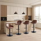 Glitzhome Set of 3 Mid-Century Modern Adjustable Swivel Bar Stools - Set of 3