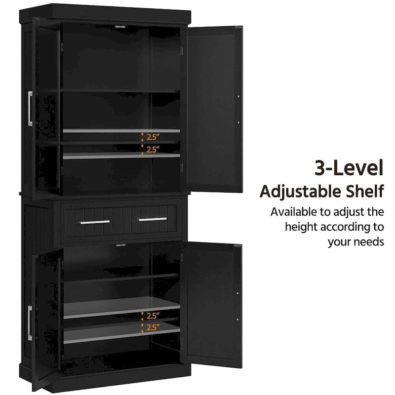 Yaheetech Wooden Kitchen Pantry Storage Cabinet with Doors and Shelves