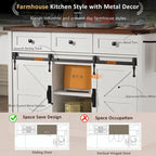 53.5 Farmhouse Kitchen Island with Power Outlet, Drop Leaf, Spice Rack, Drawer, and Wheels