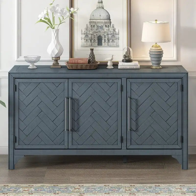 60W Cabinet Sideboard with Adjustable Shelves and Pine veneer - N/A