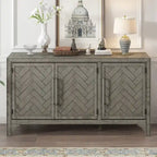 60W Cabinet Sideboard with Adjustable Shelves and Pine veneer - N/A