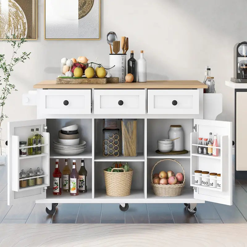 Portable Rolling Kitchen Island Cart with Storage