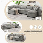 U Shaped Convertible Sectional Sofa with Ottoman