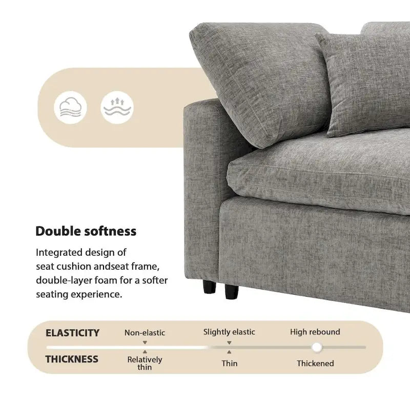 U Shaped Convertible Sectional Sofa with Ottoman