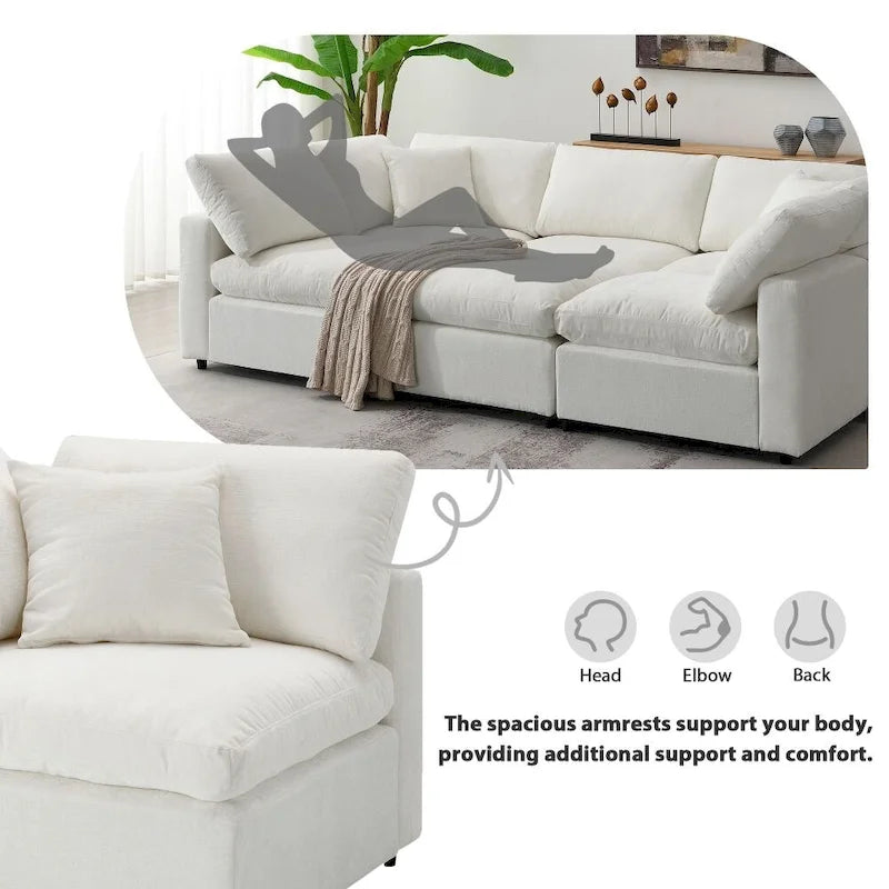 U Shaped Convertible Sectional Sofa with Ottoman