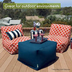 Majestic Home Goods Indoor Outdoor Navy French Quarter Ottoman Pouf 27 in L x 27 in W x 17 in H