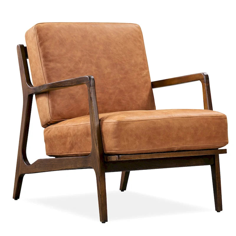 Poly & Bark Verity Leather Lounge Chair - Full Grain Genuine Italian Leather