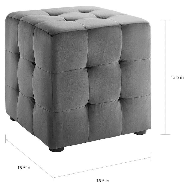 Porch & Den Croeni Velvet Tufted Cube Ottoman