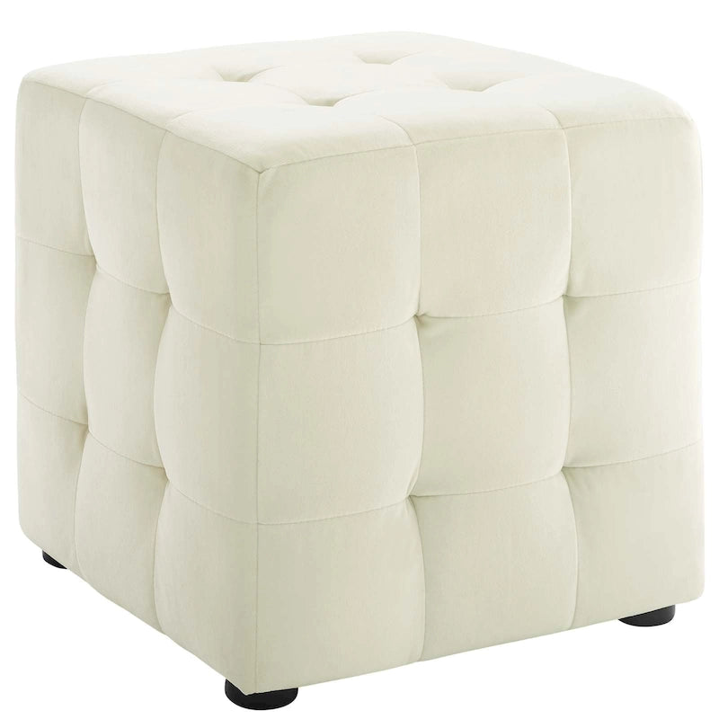 Porch & Den Croeni Velvet Tufted Cube Ottoman