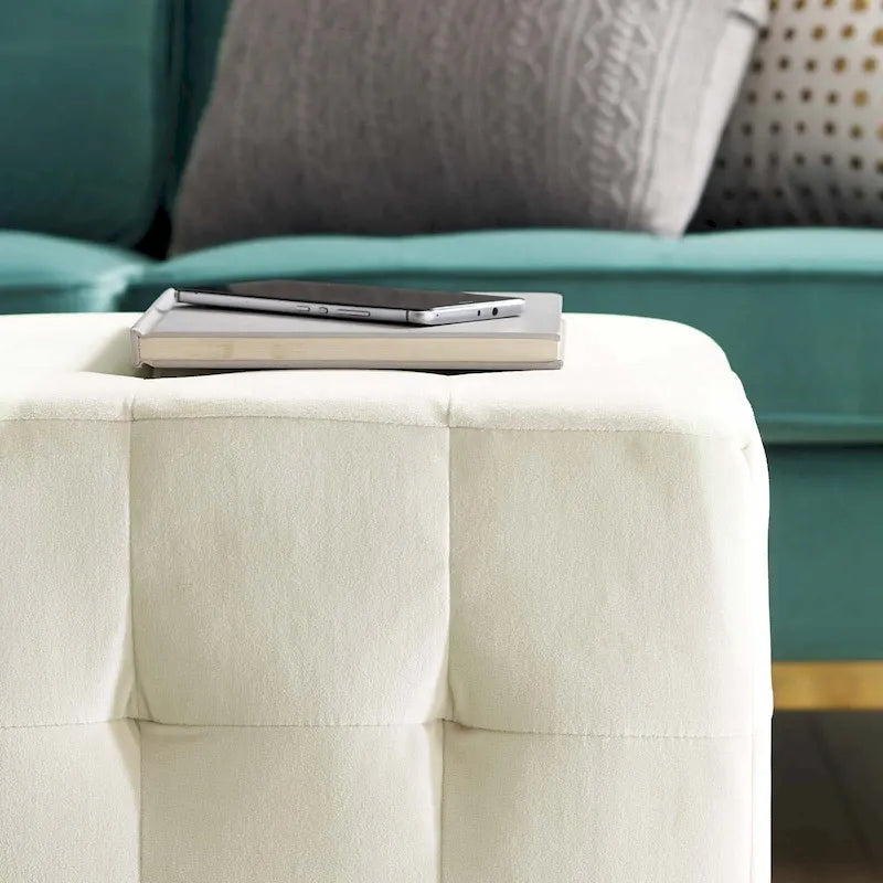 Porch & Den Croeni Velvet Tufted Cube Ottoman
