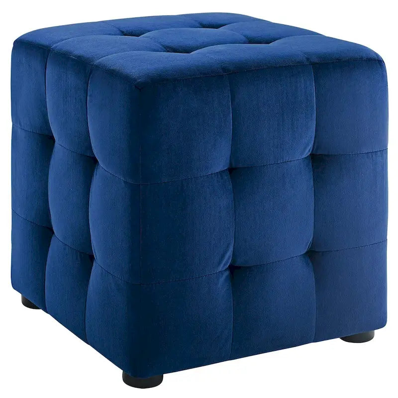 Porch & Den Croeni Velvet Tufted Cube Ottoman