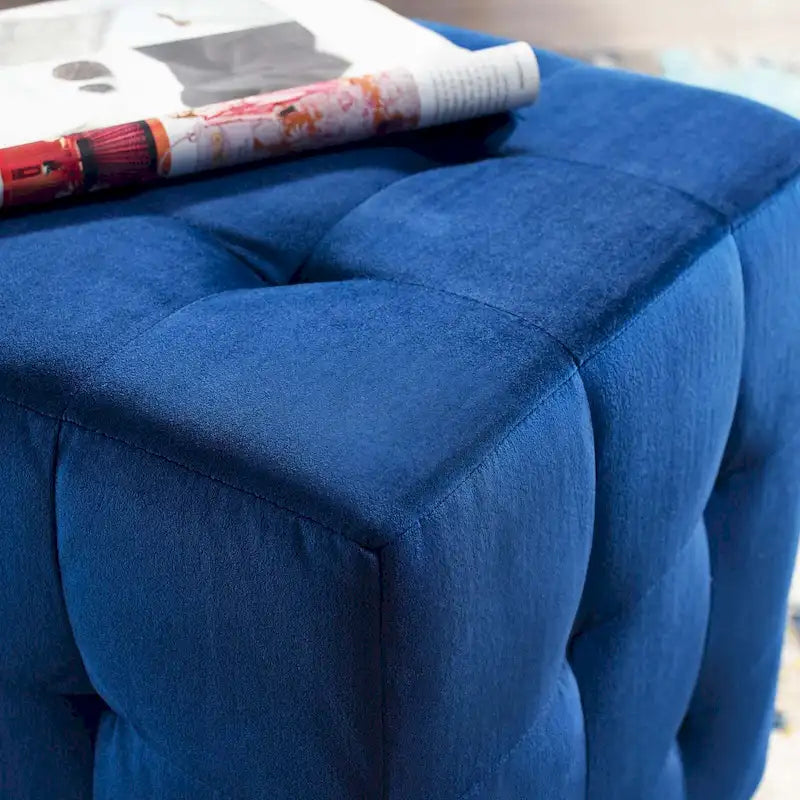 Porch & Den Croeni Velvet Tufted Cube Ottoman