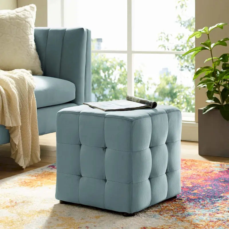 Porch & Den Croeni Velvet Tufted Cube Ottoman