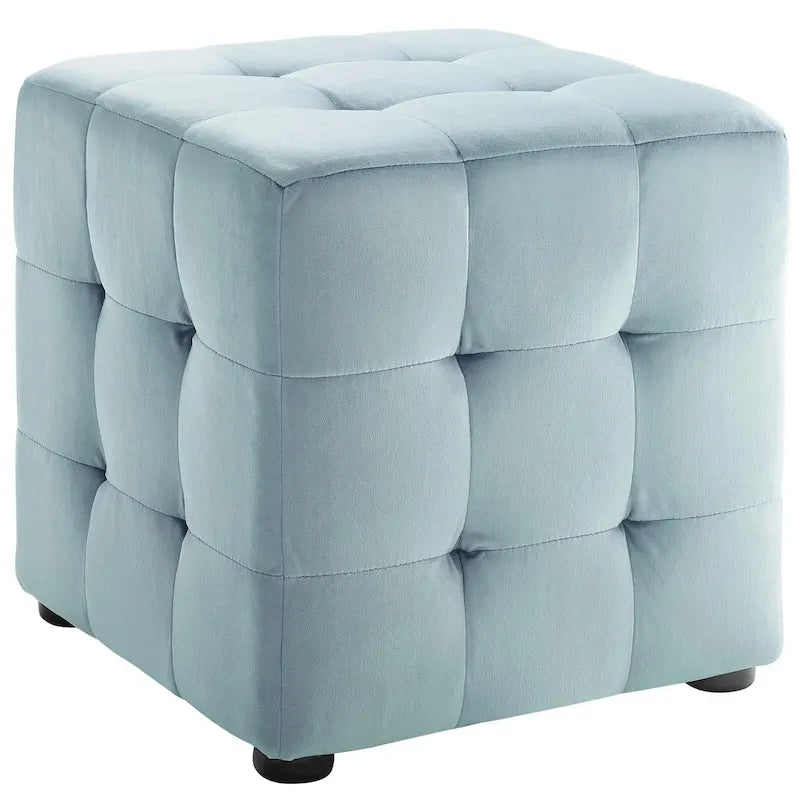 Porch & Den Croeni Velvet Tufted Cube Ottoman