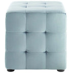 Porch & Den Croeni Velvet Tufted Cube Ottoman