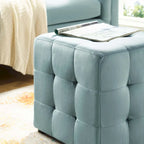 Porch & Den Croeni Velvet Tufted Cube Ottoman