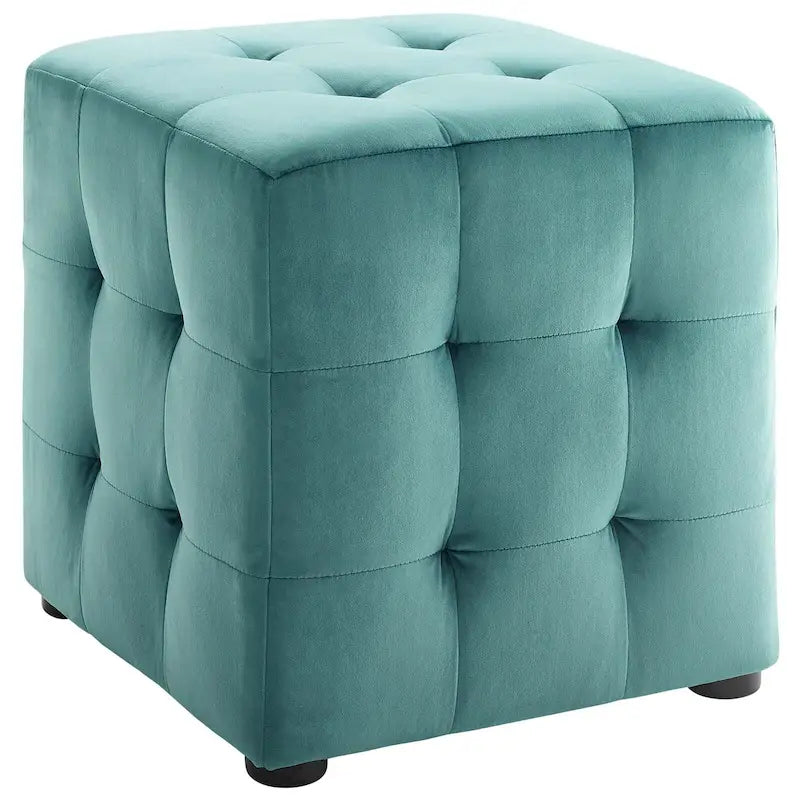 Porch & Den Croeni Velvet Tufted Cube Ottoman