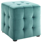 Porch & Den Croeni Velvet Tufted Cube Ottoman