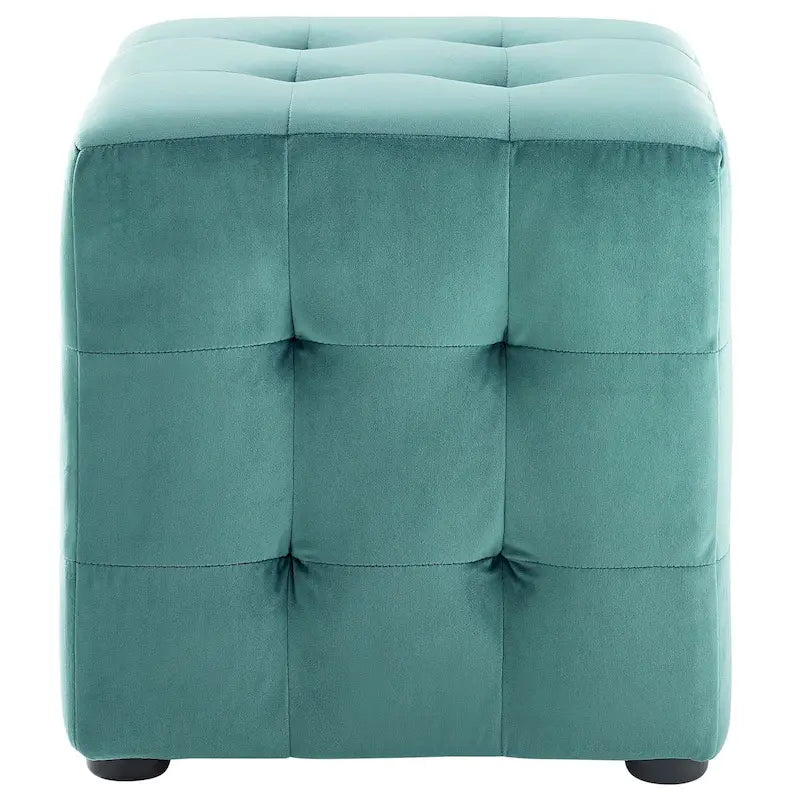 Porch & Den Croeni Velvet Tufted Cube Ottoman
