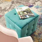 Porch & Den Croeni Velvet Tufted Cube Ottoman